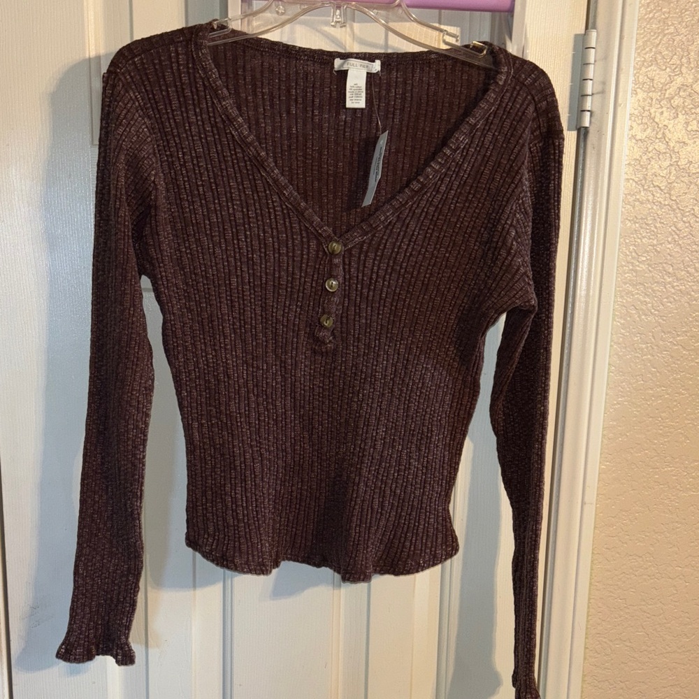 Full Tilt - burgundy V Neck Top XXL NWT